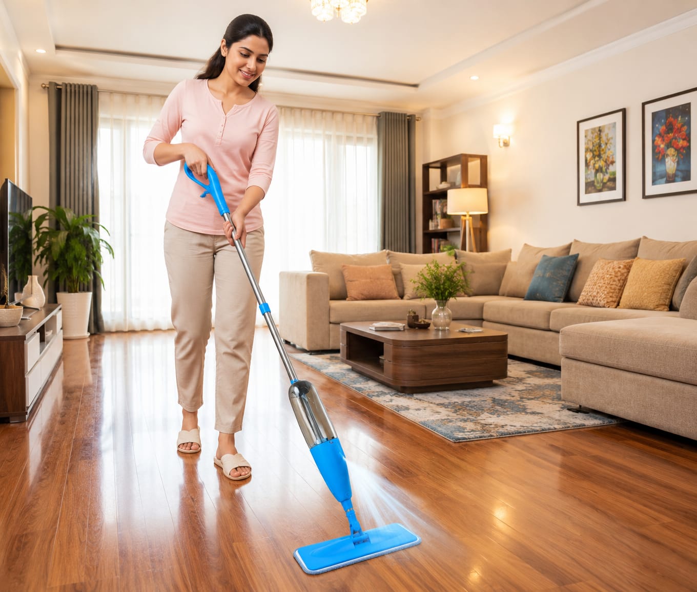 Spray Mop for Floor Cleaning with Refillable Water Tank | Washable Microfiber Pad | Stainless Steel Handle | 360° Rotating Head | Wet & Dry Mop for Tile, Marble, Wood & Laminate Floors