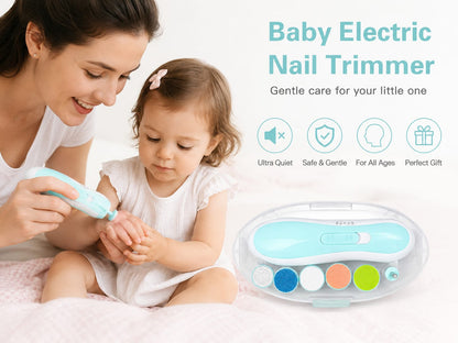Electric Baby Nail Trimmer for Newborns Toddlers Infants | 6 Grinding Heads LED Light Ultra Quiet Motor | USB Rechargeable Safe Baby Nail File Kit | Prevents Cuts Scratches | White