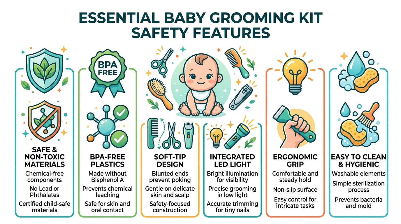 10 in 1 Baby Care Kit | Complete Newborn  Grooming Set with Nail Clipper, Nasal  Aspirator, Ear Spoon, Hair Brush, Comb,  Scissors & More | 100% Safe & Non-Toxic  (0+ Months)