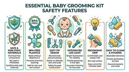 10 in 1 Baby Care Kit | Complete Newborn  Grooming Set with Nail Clipper, Nasal  Aspirator, Ear Spoon, Hair Brush, Comb,  Scissors & More | 100% Safe & Non-Toxic  (0+ Months)