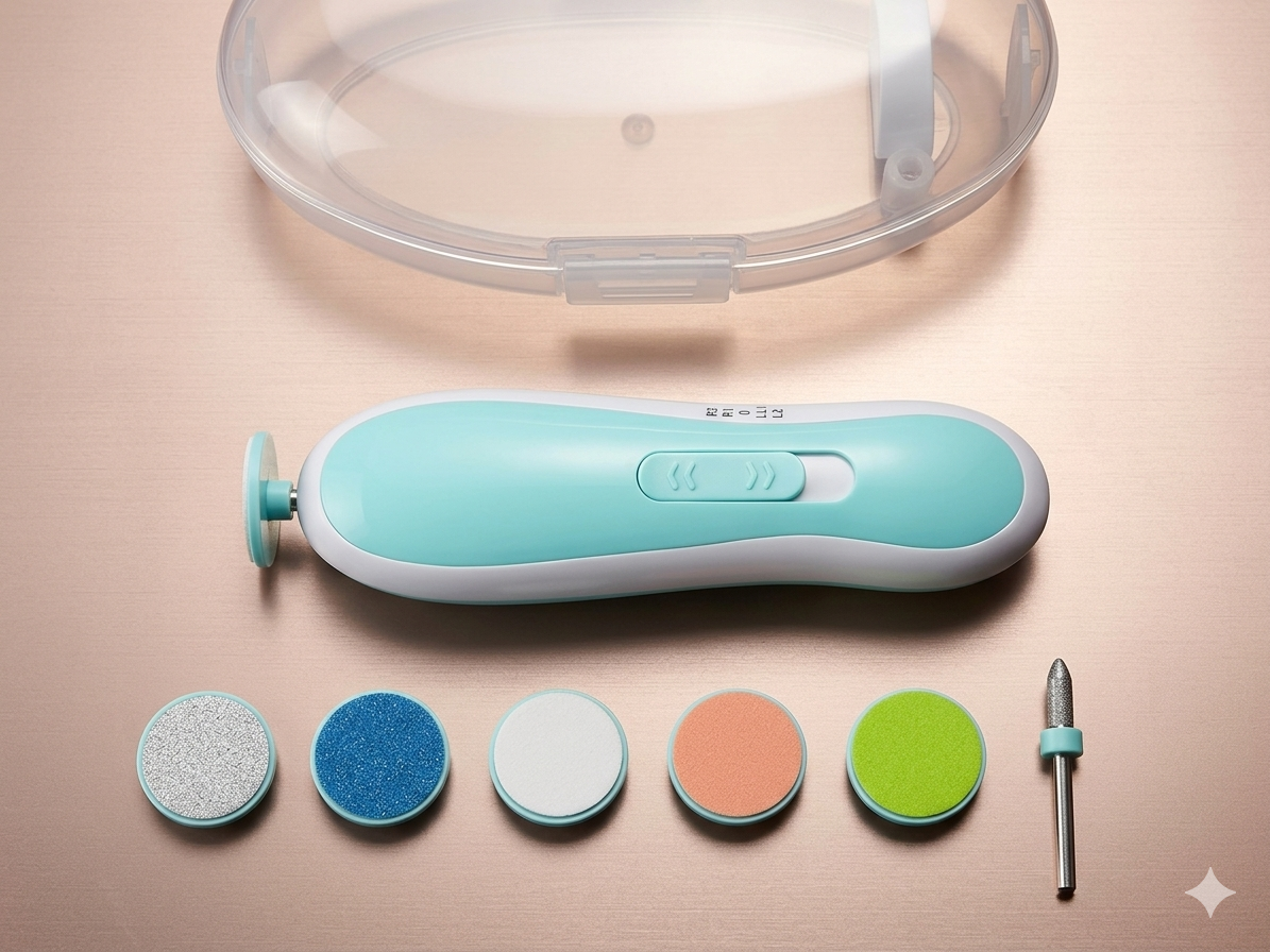 Electric Baby Nail Trimmer for Newborns Toddlers Infants | 6 Grinding Heads LED Light Ultra Quiet Motor | USB Rechargeable Safe Baby Nail File Kit | Prevents Cuts Scratches | White