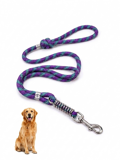 Heavy Duty Dog Leash with Shock Absorbing Spring | 360° Tangle-Free Metal Hook | Strong Nylon Training Leash for Large Dogs | 1.5 Meter