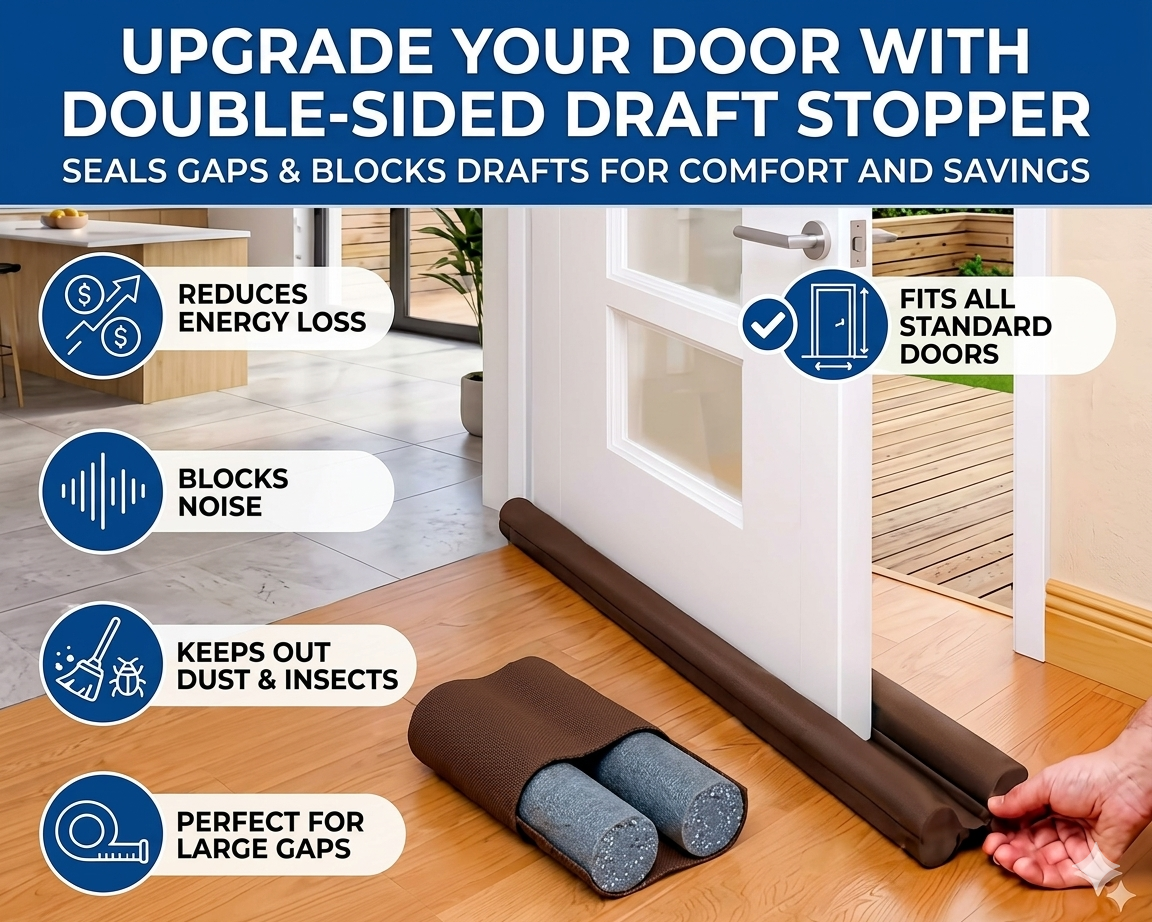 Door Draft Stopper 42 Inch | Pack of 6 |  Double-Sided Under Door Seal Guard |  Blocks Dust, Insects, Noise & Cold Air |  Cut-to-Fit Energy Saving Door Bottom  Seal | Brown