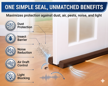 Door Draft Stopper 42 Inch | Pack of 6 |  Double-Sided Under Door Seal Guard |  Blocks Dust, Insects, Noise & Cold Air |  Cut-to-Fit Energy Saving Door Bottom  Seal | Brown