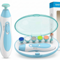 Electric Baby Nail Trimmer for Newborns Toddlers Infants | 6 Grinding Heads LED Light Ultra Quiet Motor | USB Rechargeable Safe Baby Nail File Kit | Prevents Cuts Scratches | White