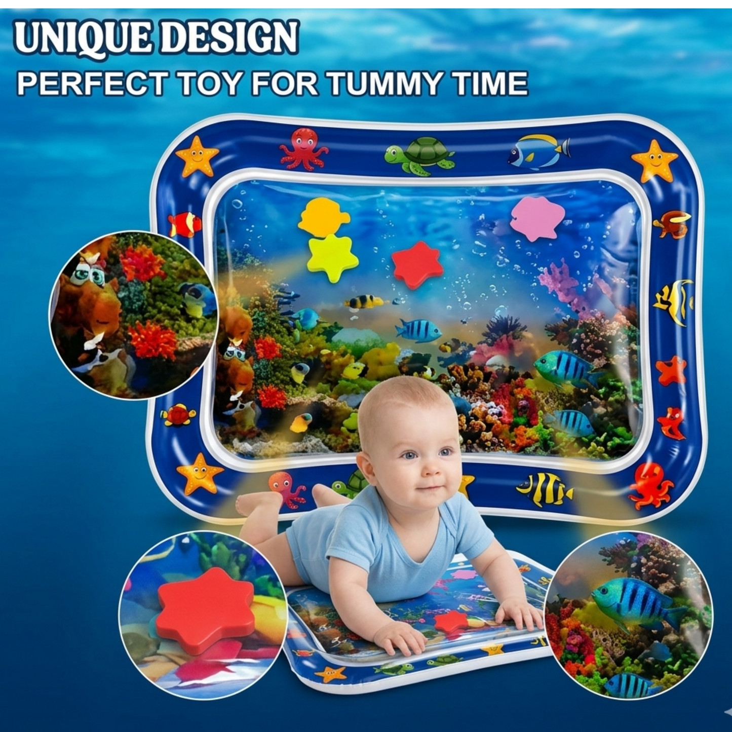 Inflatable Baby Water Play Mat for Tummy Time | Leak-Proof Sensory Activity Mat for Infants & Toddlers (3-12 Months) | Portable & Durable