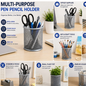 Metal Mesh Desk Organizer Pen Holder |  Pack of 2 | Pencil Stand for Office,  Study Table & Home | Wire Mesh  Stationery Holder | Multipurpose  Organizer | Silver