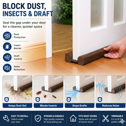 Door Draft Stopper 42 Inch | Pack of 6 |  Double-Sided Under Door Seal Guard |  Blocks Dust, Insects, Noise & Cold Air |  Cut-to-Fit Energy Saving Door Bottom  Seal | Brown