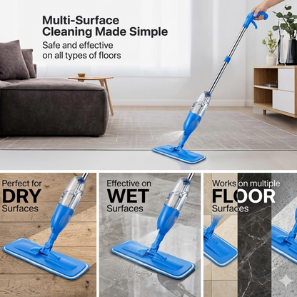 Spray Mop for Floor Cleaning with Refillable Water Tank | Washable Microfiber Pad | Stainless Steel Handle | 360° Rotating Head | Wet & Dry Mop for Tile, Marble, Wood & Laminate Floors