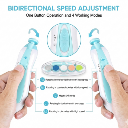 Electric Baby Nail Trimmer for Newborns Toddlers Infants | 6 Grinding Heads LED Light Ultra Quiet Motor | USB Rechargeable Safe Baby Nail File Kit | Prevents Cuts Scratches | White