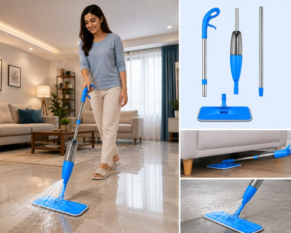 Spray Mop for Floor Cleaning with Refillable Water Tank | Washable Microfiber Pad | Stainless Steel Handle | 360° Rotating Head | Wet & Dry Mop for Tile, Marble, Wood & Laminate Floors