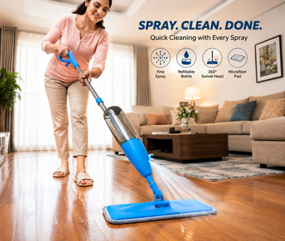 Spray Mop for Floor Cleaning with Refillable Water Tank | Washable Microfiber Pad | Stainless Steel Handle | 360° Rotating Head | Wet & Dry Mop for Tile, Marble, Wood & Laminate Floors
