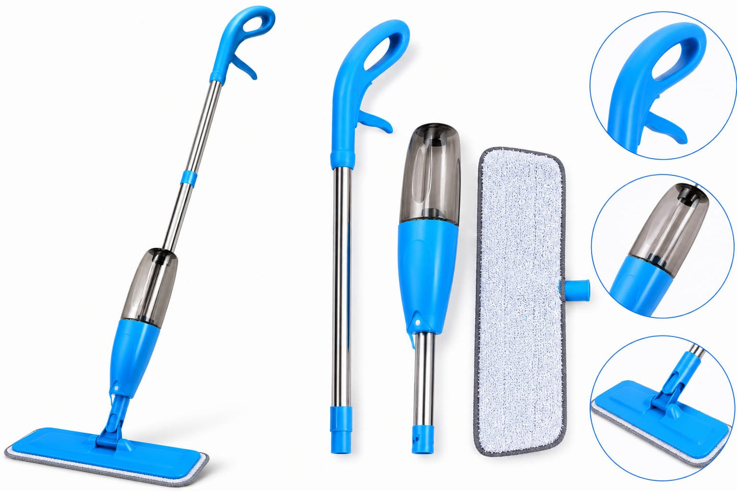 Spray Mop for Floor Cleaning with Refillable Water Tank | Washable Microfiber Pad | Stainless Steel Handle | 360° Rotating Head | Wet & Dry Mop for Tile, Marble, Wood & Laminate Floors