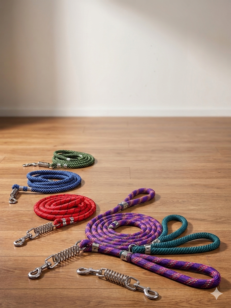 Heavy Duty Dog Leash with Shock Absorbing Spring | 360° Tangle-Free Metal Hook | Strong Nylon Training Leash for Large Dogs | 1.5 Meter