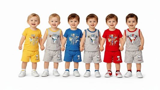 Cute Cartoon Print Baby Boy T-Shirt & Shorts Set –  6 to 24 Months |  3 Variants |