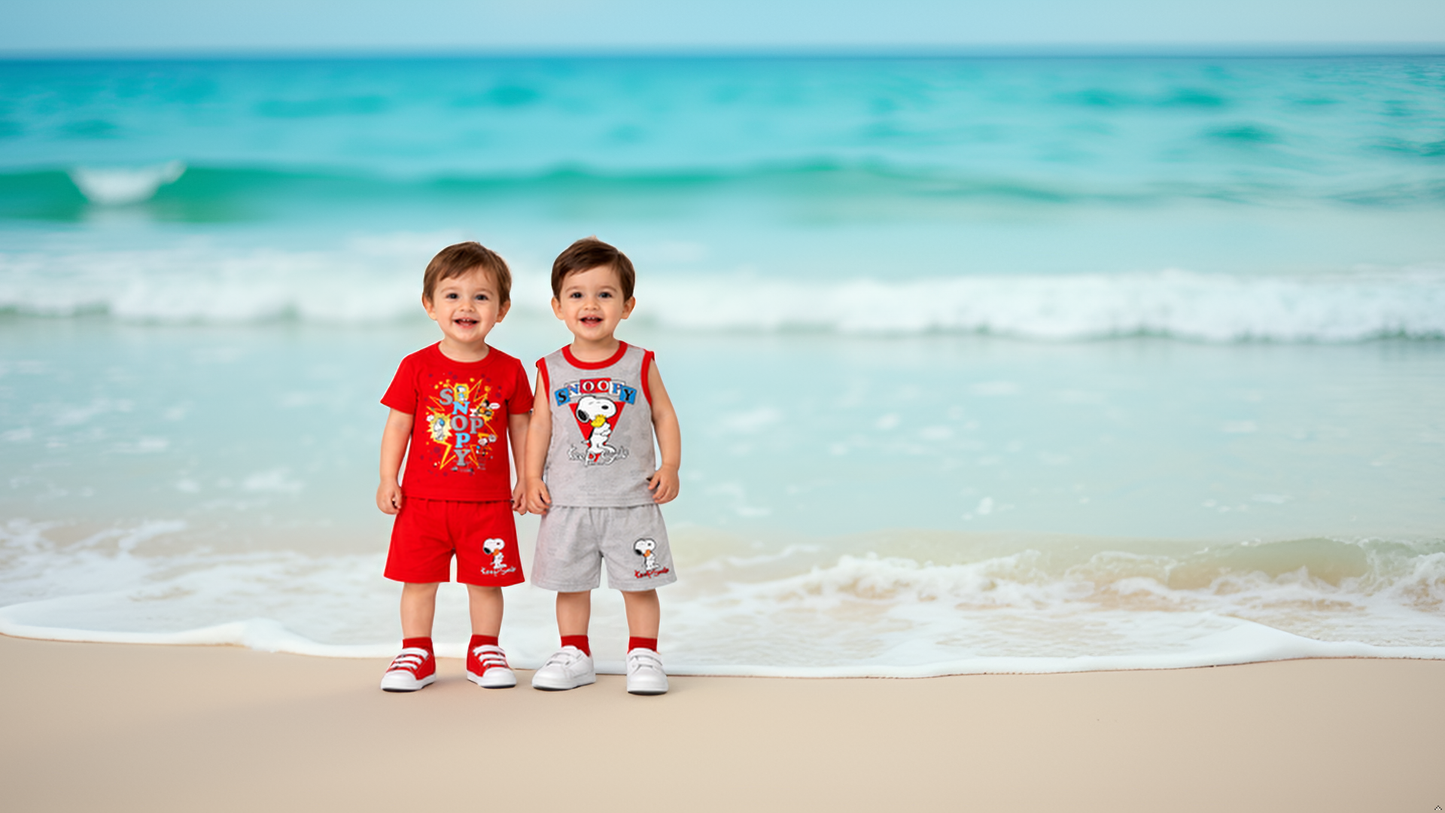 Cute Cartoon Print Baby Boy T-Shirt & Shorts Set –  6 to 24 Months |  3 Variants |