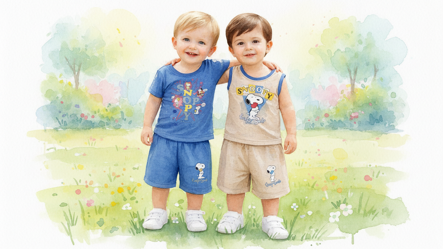 Cute Cartoon Print Baby Boy T-Shirt & Shorts Set –  6 to 24 Months |  3 Variants |