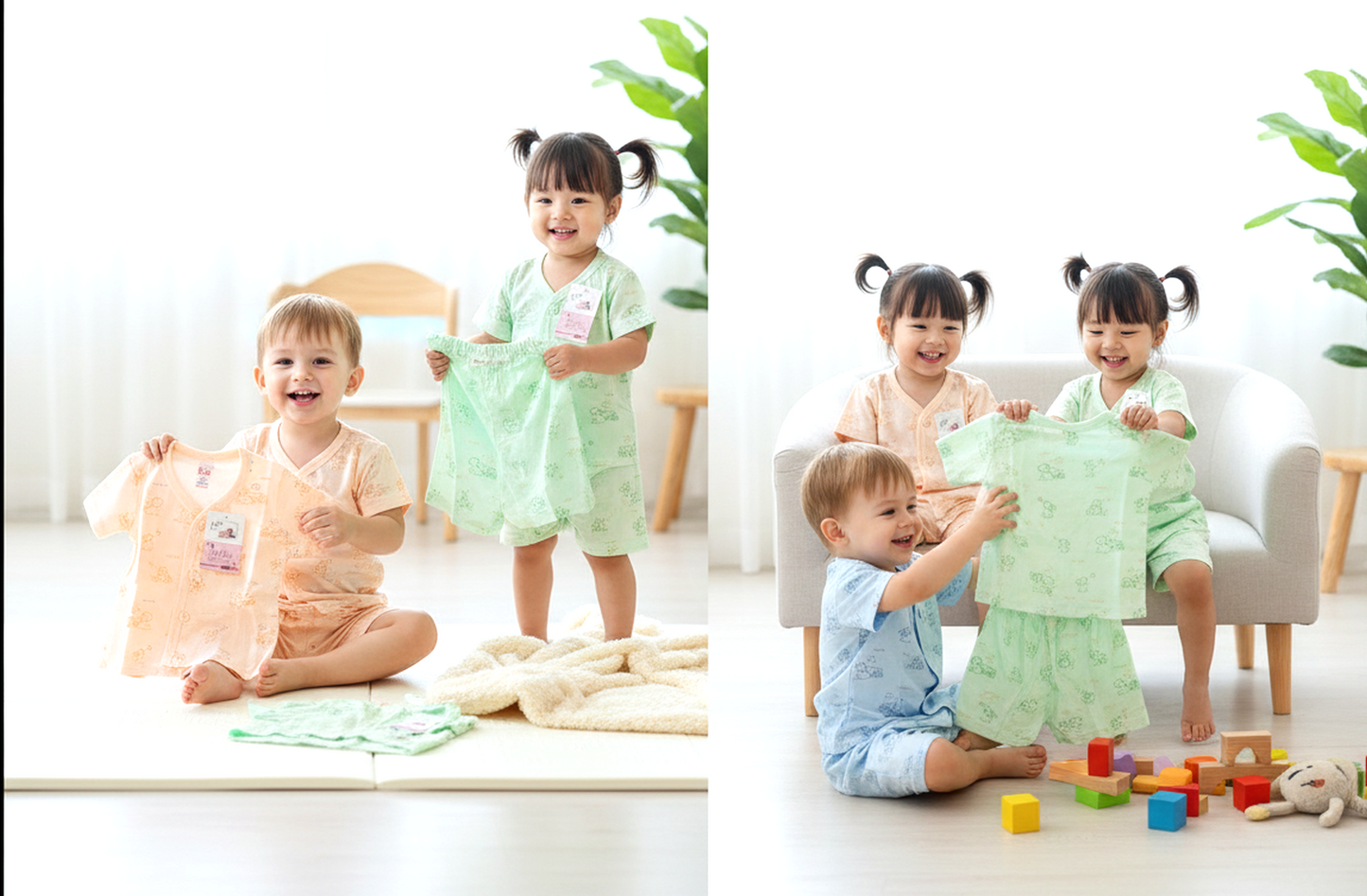 Soft Cotton Baby Dress Set Pack of 3 |   age  0 to 3 Months  | Top & Shorts | Peach, Green & Blue | Newborn Outfit