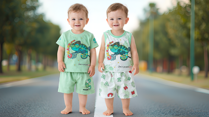 Cute Chameleon Print Baby Boy & Girl Clothing Set –  6 to 24 Months | T-Shirt & Shorts |   3 Variants