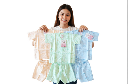 Soft Cotton Baby Dress Set Pack of 3 |   age  0 to 3 Months  | Top & Shorts | Peach, Green & Blue | Newborn Outfit