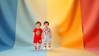 Cute Cartoon Print Baby Boy T-Shirt & Shorts Set –  6 to 24 Months |  3 Variants |
