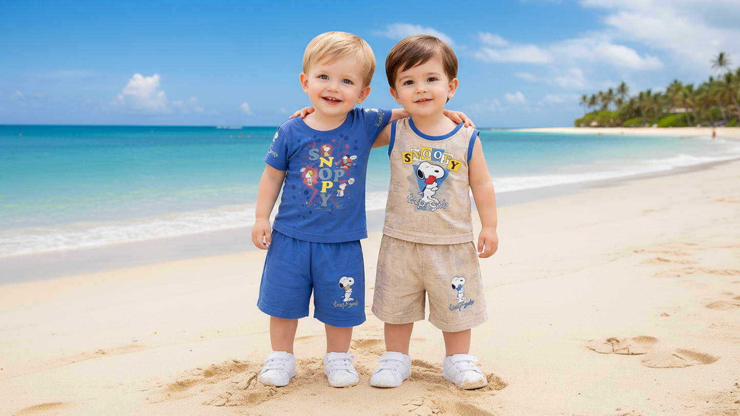 Cute Cartoon Print Baby Boy T-Shirt & Shorts Set –  6 to 24 Months |  3 Variants |