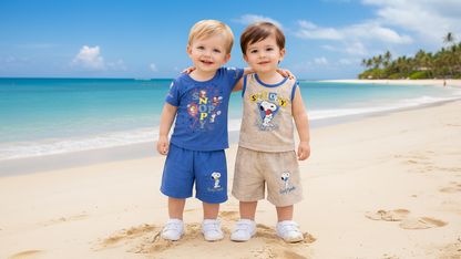Cute Cartoon Print Baby Boy T-Shirt & Shorts Set –  6 to 24 Months |  3 Variants |