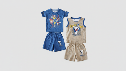 Cute Cartoon Print Baby Boy T-Shirt & Shorts Set –  6 to 24 Months |  3 Variants |