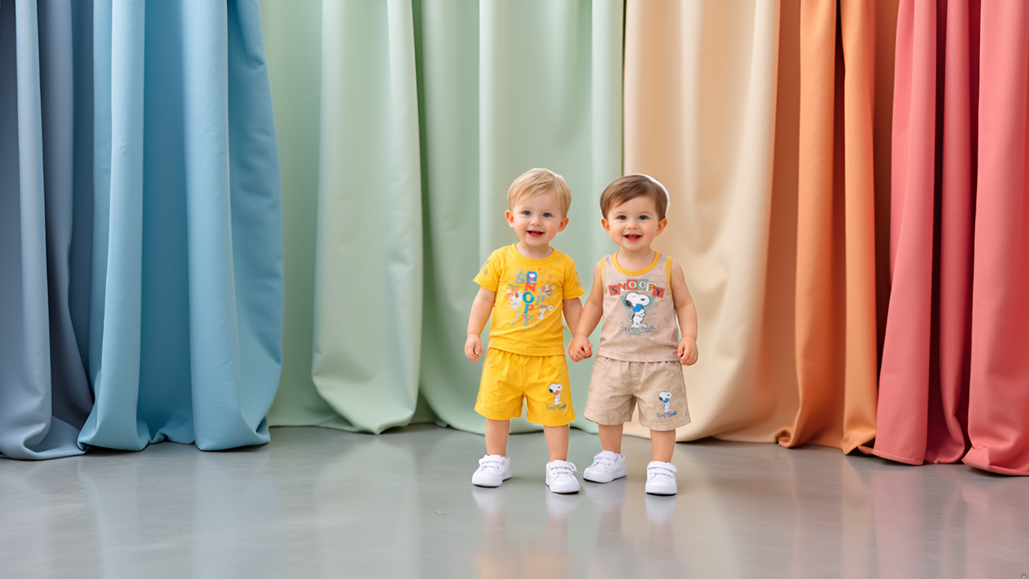 Cute Cartoon Print Baby Boy T-Shirt & Shorts Set –  6 to 24 Months |  3 Variants |