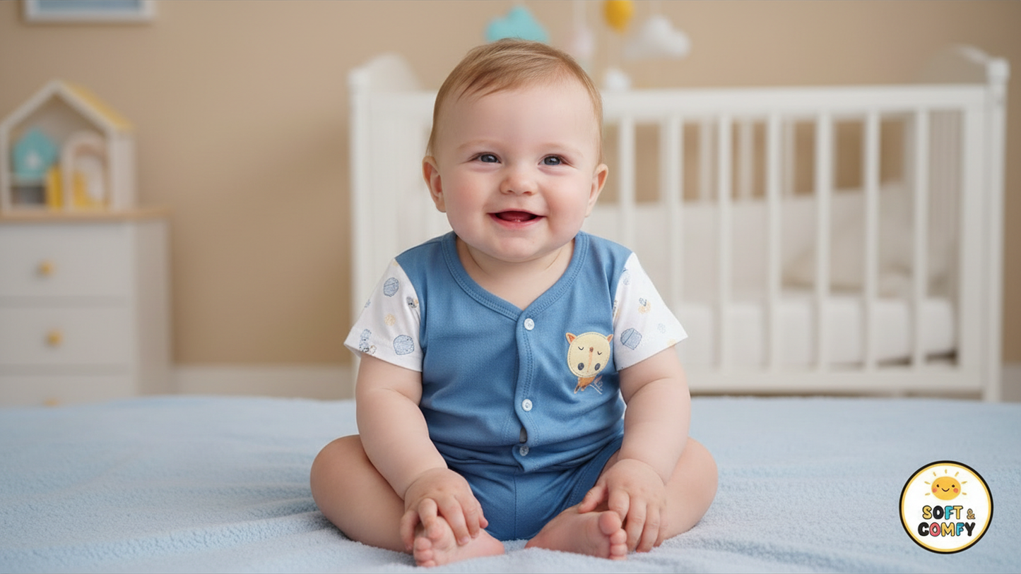 Soft Cotton Baby Romper for Newborns – 0 to 9 Months | Skin-Friendly & Comfortable