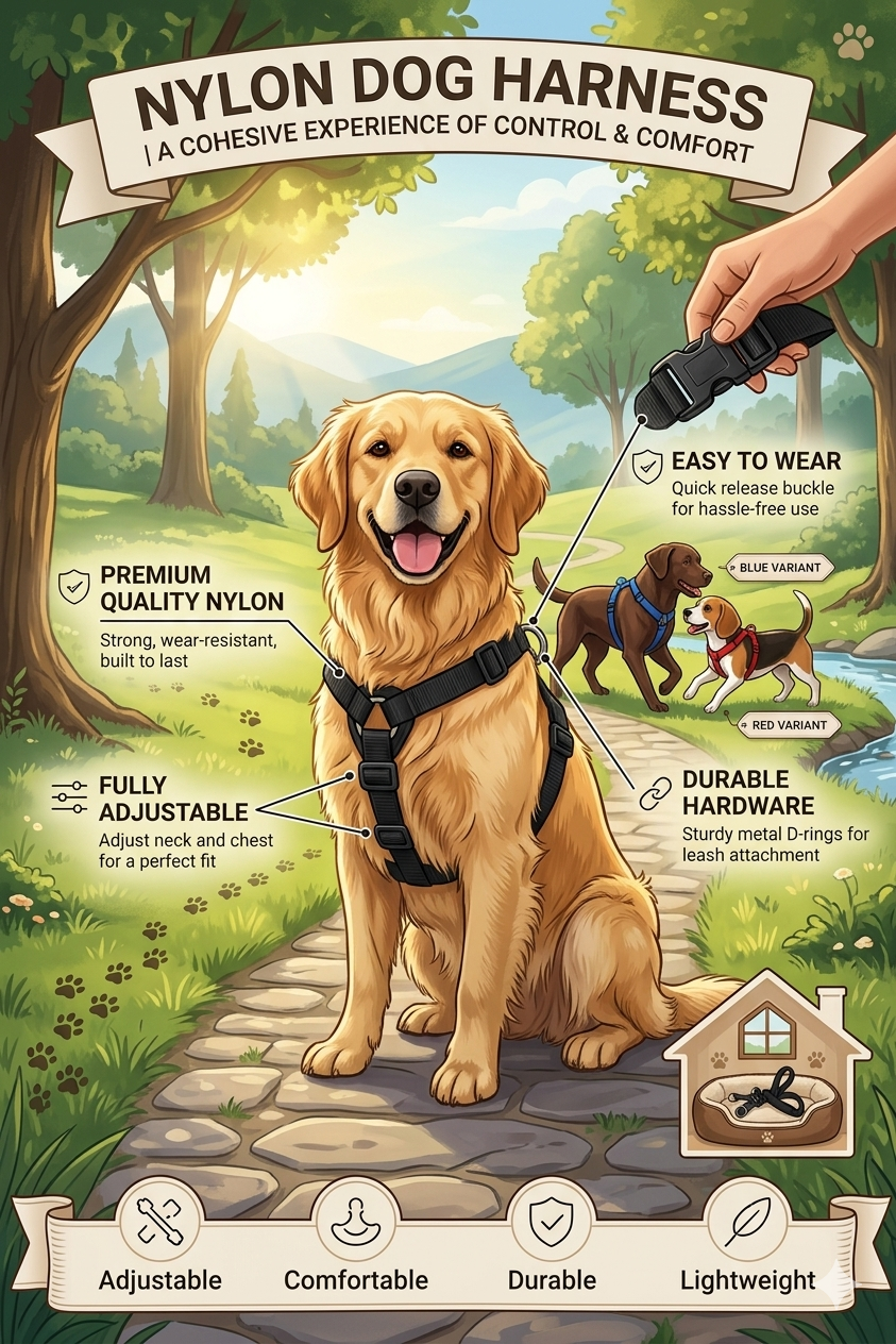 No Pull Dog Harness for Medium Dogs | Adjustable Premium Pet Harness | Quick Release Buckle | Metal D-Ring | Reflective | Comfortable Walking Harness | Size M
