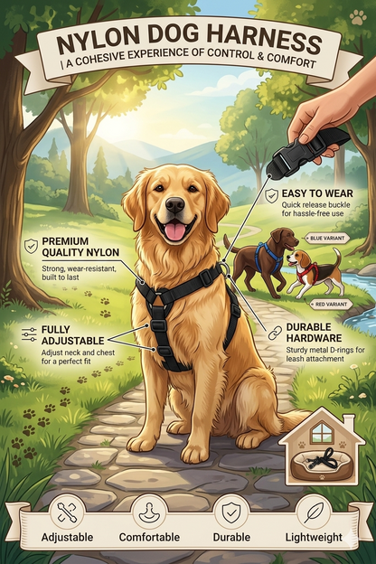 No Pull Dog Harness for Medium Dogs | Adjustable Premium Pet Harness | Quick Release Buckle | Metal D-Ring | Reflective | Comfortable Walking Harness | Size M
